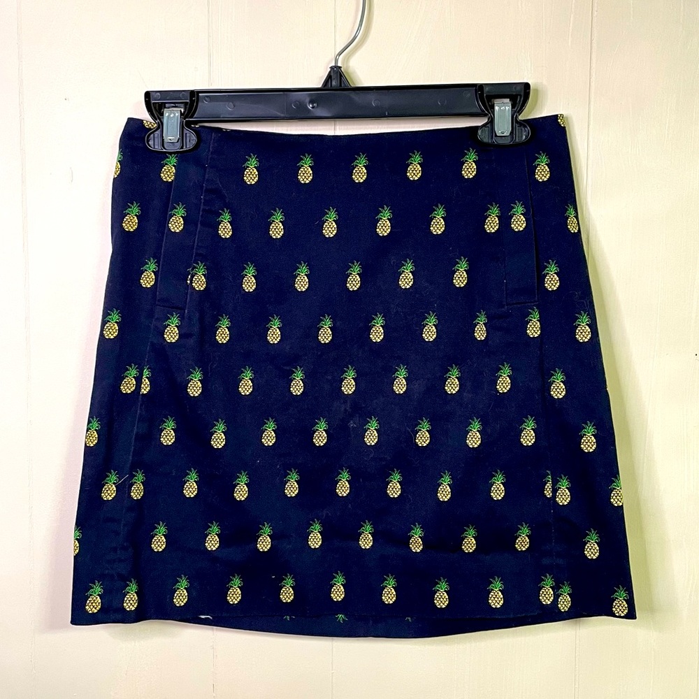 J. Crew navy pineapple skirt